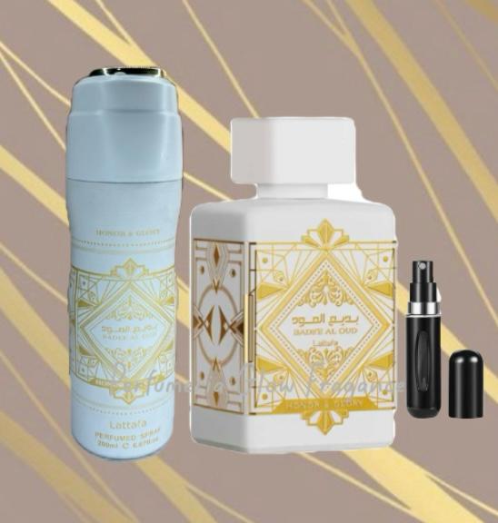 LATTAFA HONOR Y GLORY EN CAJA MAS SPRAY